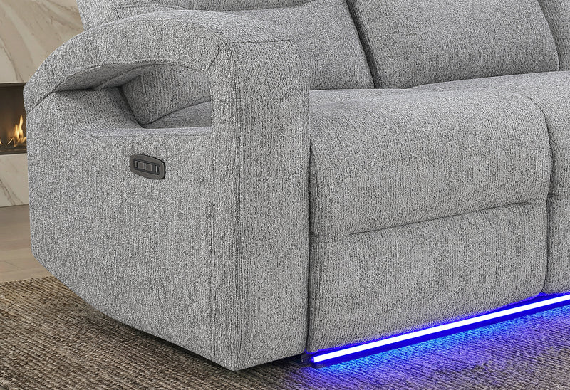U6611 GREY 15 POWER CONSOLE RECLINING LOVESEAT WITH LED