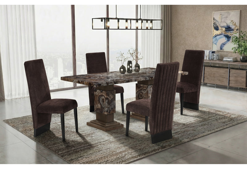 D12 BROWN DINING TABLE WITH 8 D12 BROWN DINING CHAIRS