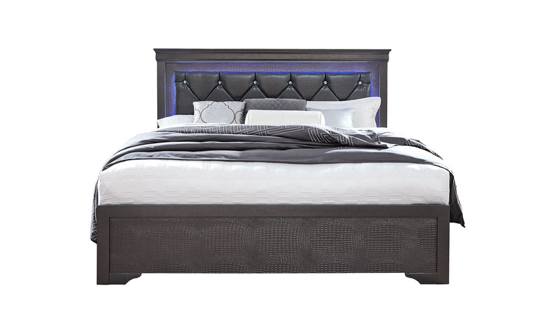 POMPEI METALLIC GREY FULL BED WITH LED