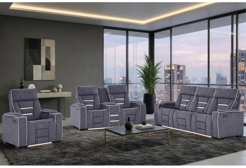 U1895 Grey P2 Reclining Sofa/Console Reclining Loveseat/Recliner