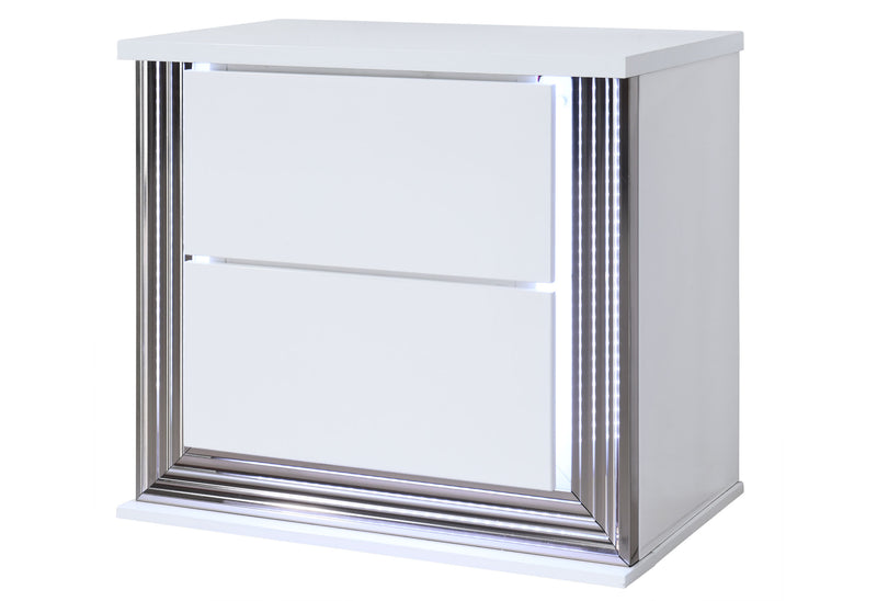 Ylime Smooth White Nightstand with LED