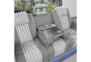 U8000 Grey Pwr Rec Sofa/Pwr Console Rec Loveseat W/PHR