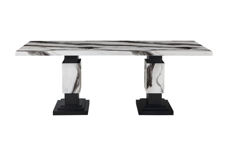 D12 DINING TABLE AND 8 D12 BLACK DINING CHAIRS