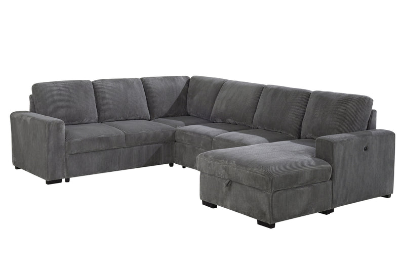 U2660 Grey Sectional W/Pull Out Sofa Bed