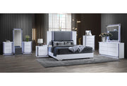 Ylime Smooth White Bed, Dresser, Mirror, Nightstand