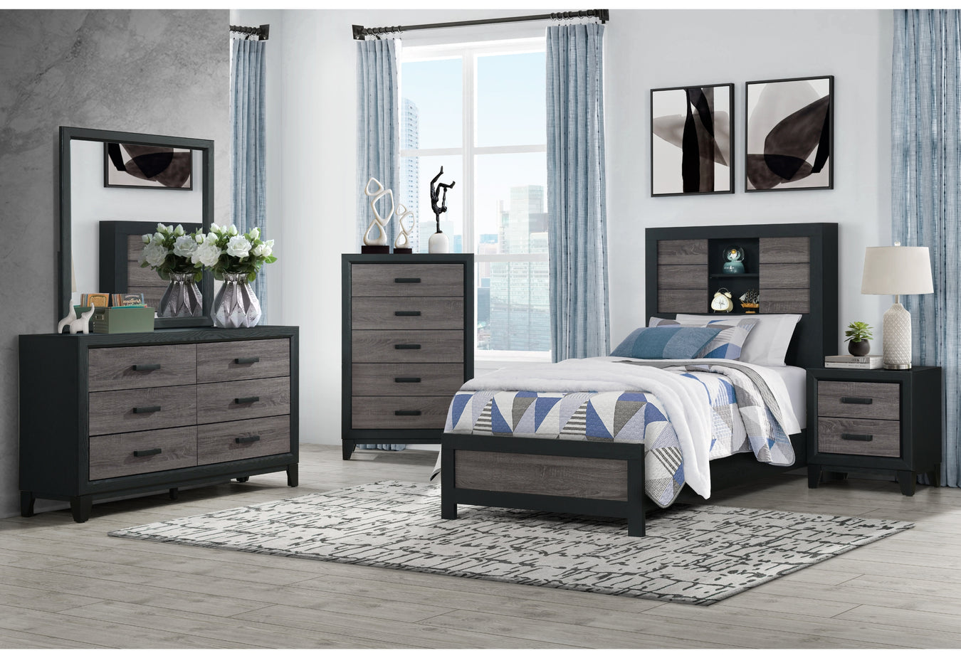 Lisbon Grey/Black Bookcase