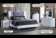 Ylime Smooth White Bed, Dresser, Mirror, Nightstand