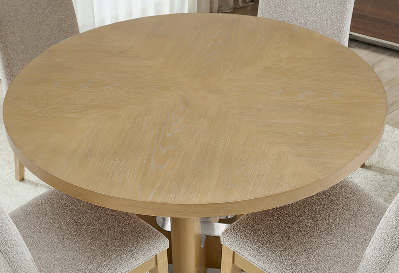 D3124 NATURAL DINING TABLE 48" AND 6 D1248 DINING CHAIR