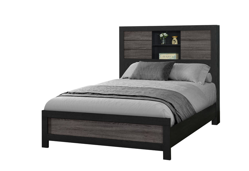 Lisbon Grey/Black Bookcase Bed