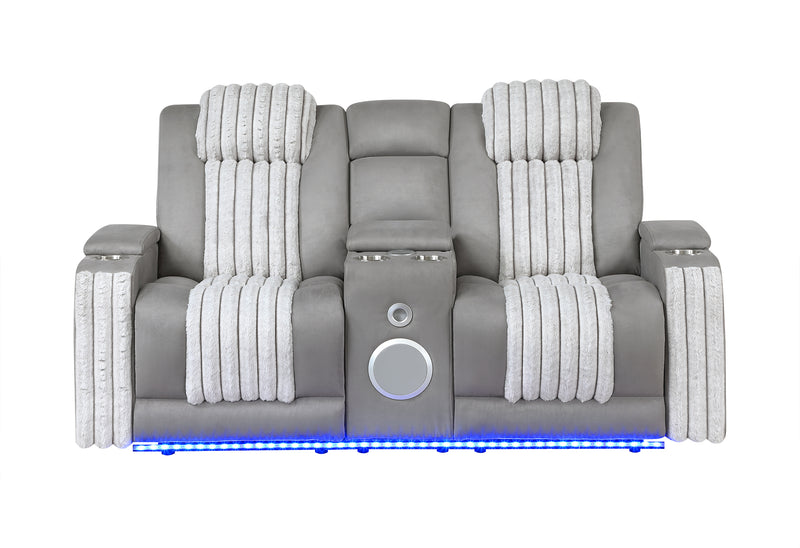 U8000 Pwr Console Rec Loveseat with PHR, LED and Speaker