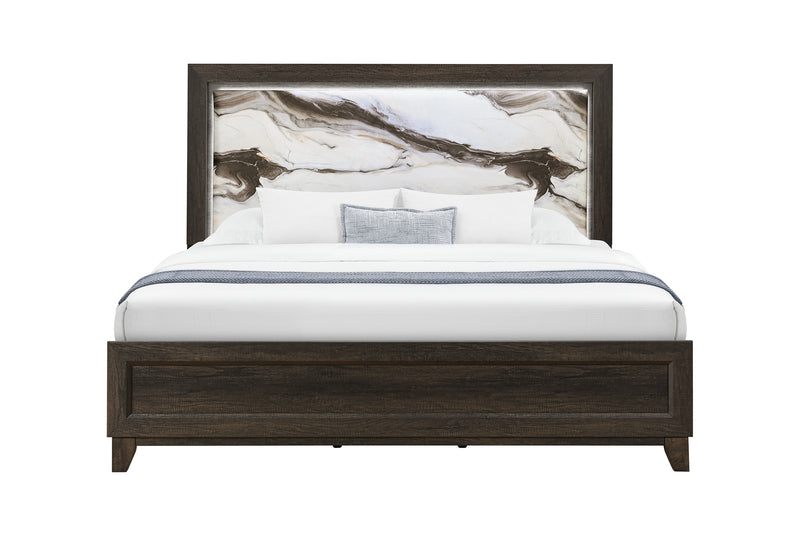 HARMONY BROWN FULL BED WITH LED