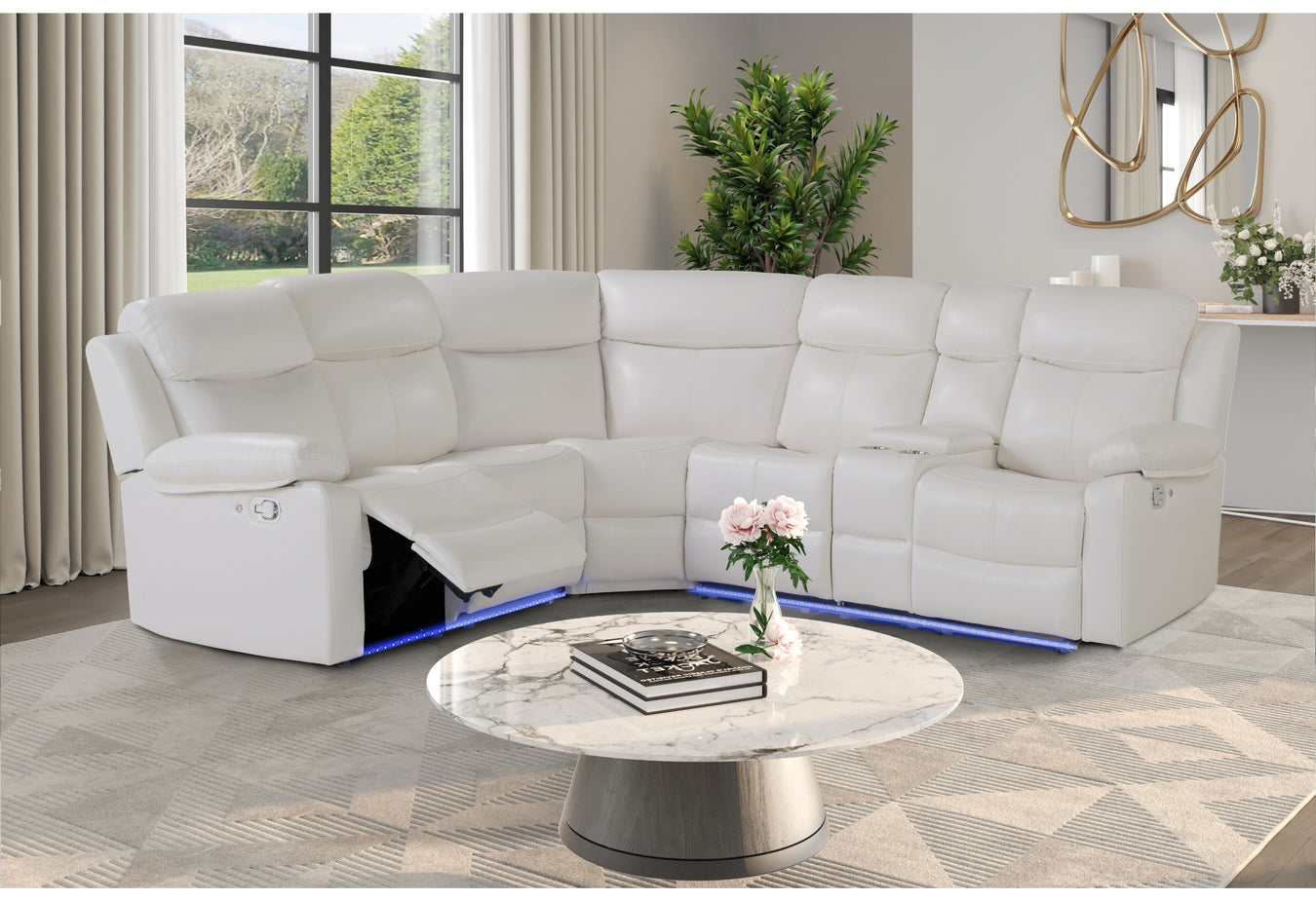 U6026 Blanche White Sectional With Speaker