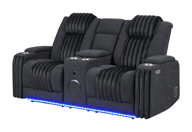 U8000 Pwr Console Rec Loveseat with PHR, LED and Speaker