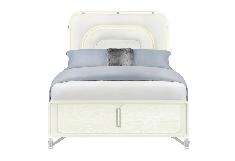 Lyra Beige Bed with LED