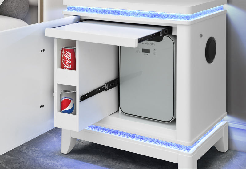 ALINA WHITE FULL BED GROUP WITH LED, COOLER, SPEAKER AND USB