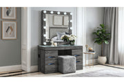 Lexi Grey Vanity Set with Stool