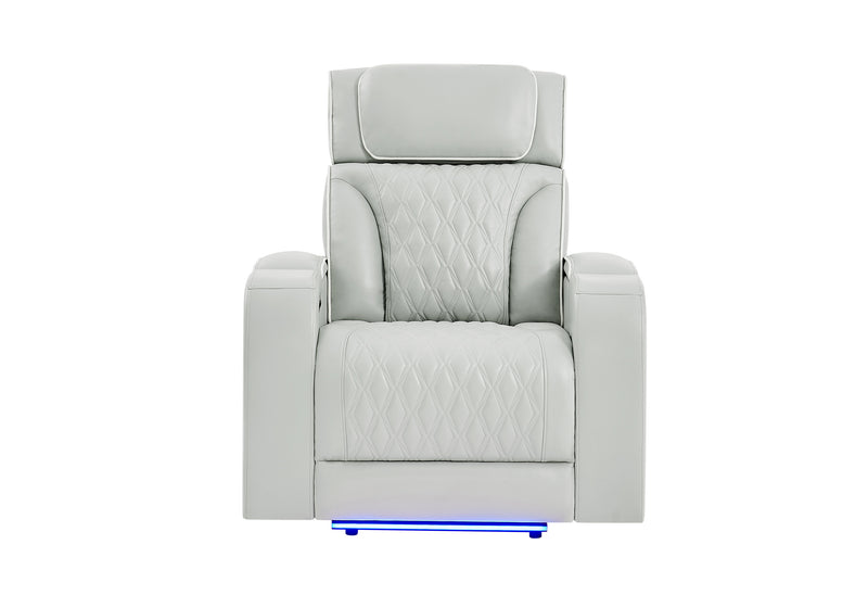 U8611 BLANCHE SILVER POWER RECLINER WITH POWER HEADREST AND LED