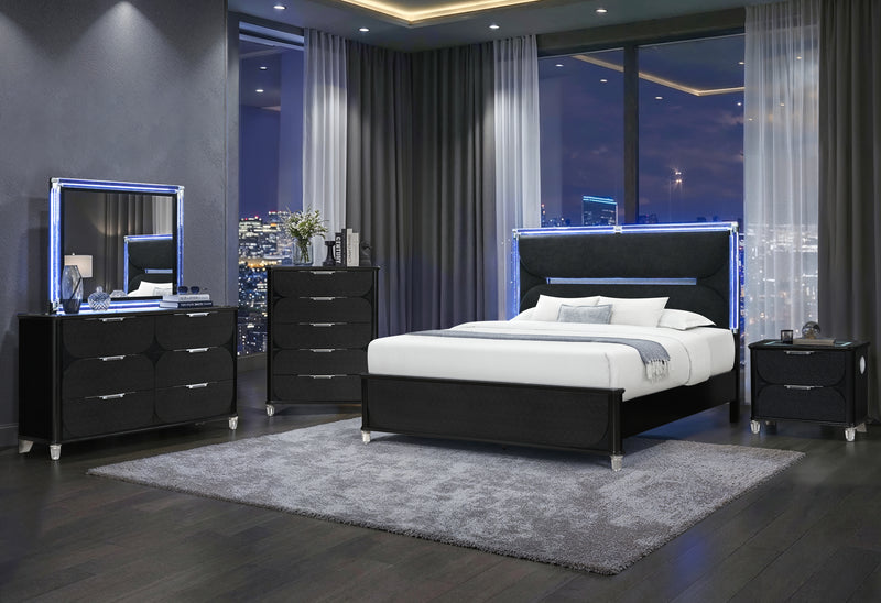 LANDO BLACK KING BED WITH CONTINUOUS LED